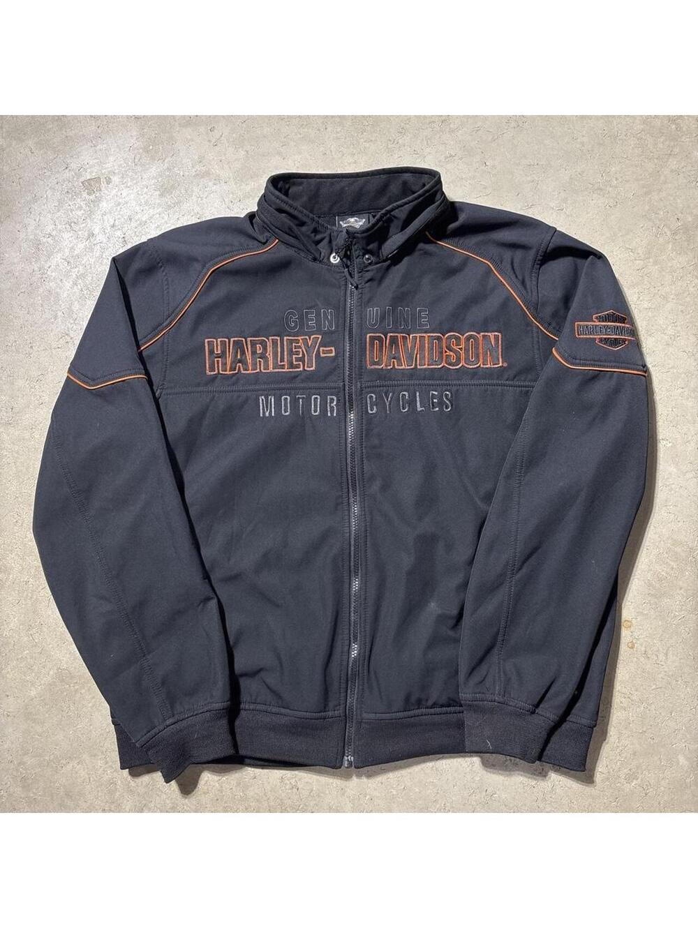 Vintage Y2K Harley-Davidson Motorcycles Jacket Mens XL Black Orange Full Zip